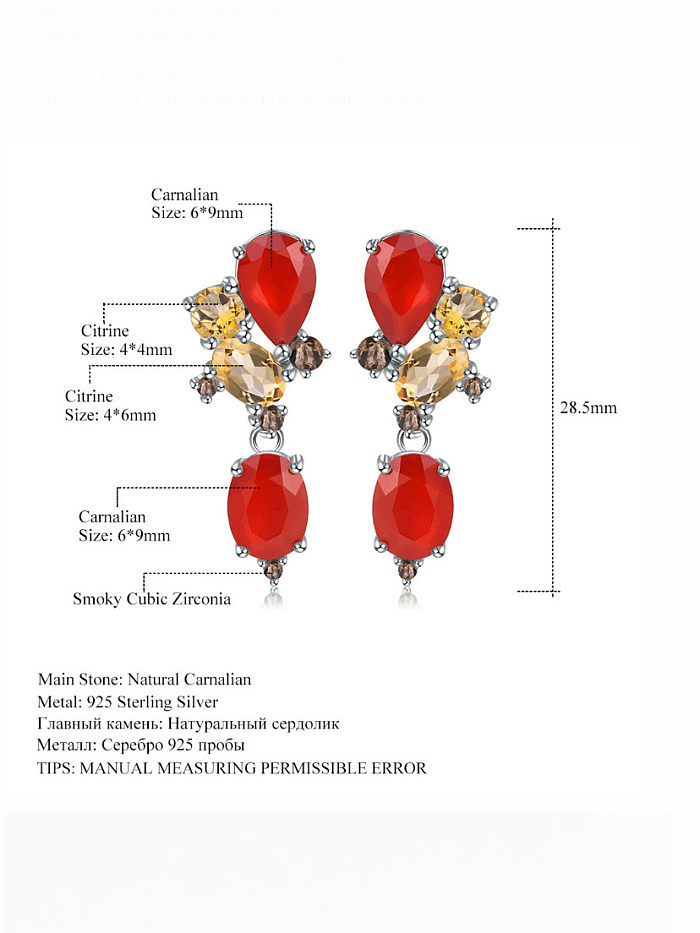 Natürlicher Topas-Wassertropfen-Luxus-Cluster-Ohrring aus 925er Sterlingsilber