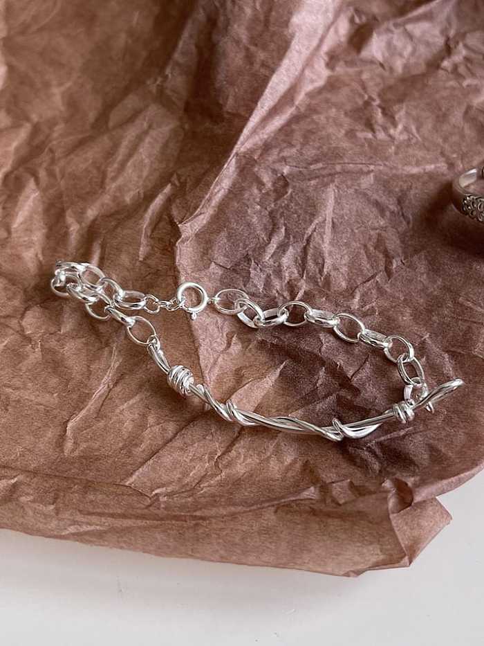 925 Sterling Silver Geometric Vintage Link Bracelet