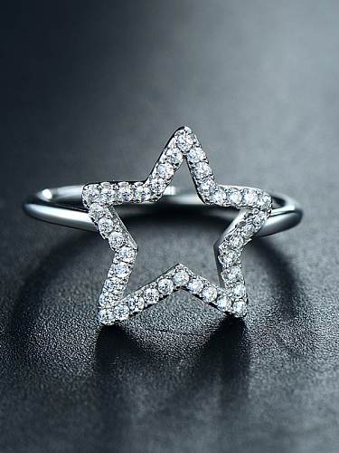925 Sterling Silver Cubic Zirconia Five-pointed star Dainty Band Ring