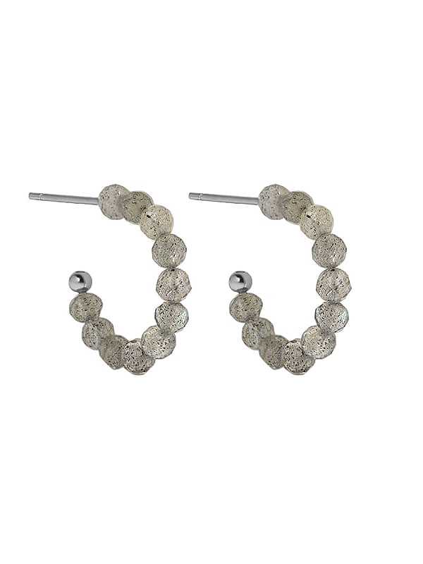 925 Sterling Silver Natural Stone Geometric Minimalist Stud Earring