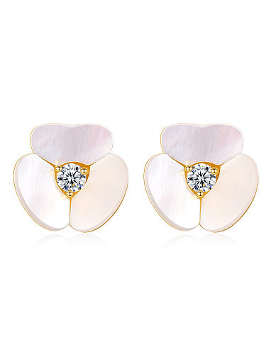 Boucles d'oreilles minimalistes en forme de fleur de coquillage en argent sterling 925