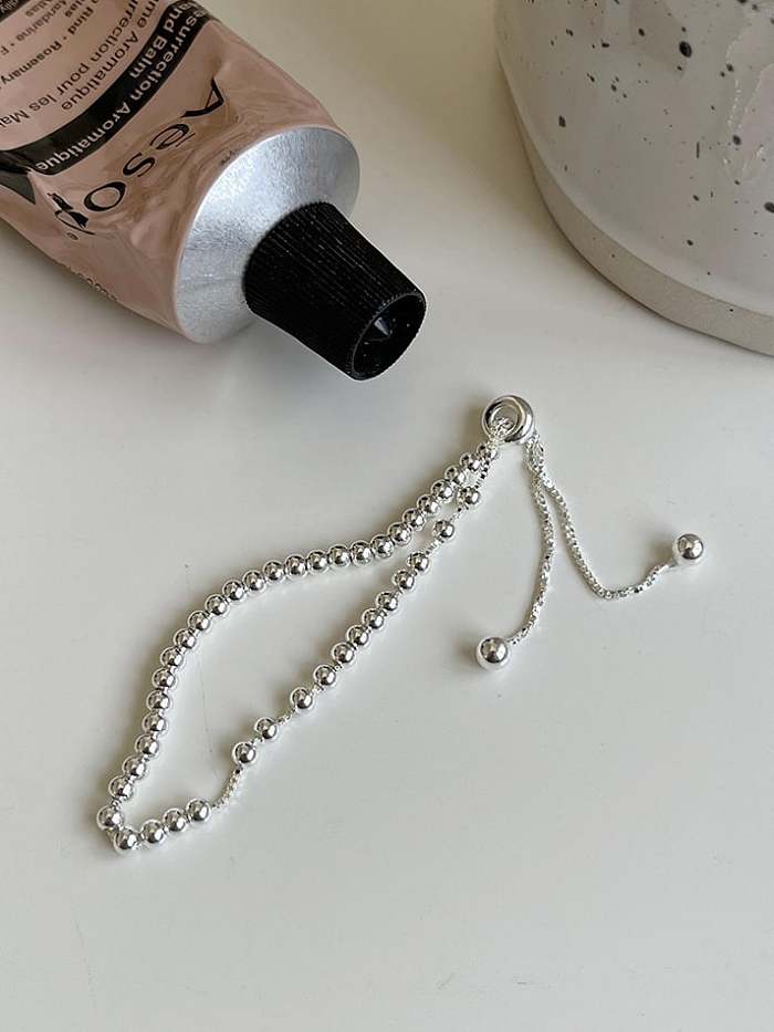 Bracelet réglable minimaliste géométrique en perles d'argent sterling 925
