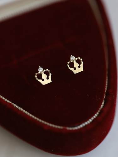 925 Sterling Silver Crown Minimalist Stud Earring