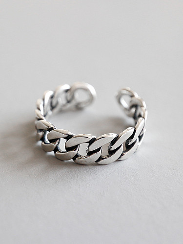 Sterling Silver retro chain free size ring