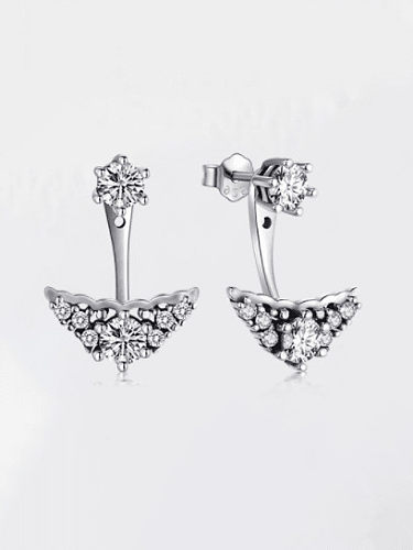 925 Sterling Silver Cubic Zirconia Triangle Vintage Drop Earring