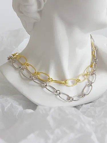 925 Sterling Silver With Silver Plated Simplistic Chain Necklaces