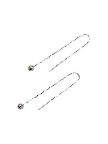 Simple Little Smooth Bead Silver Line Earrings
