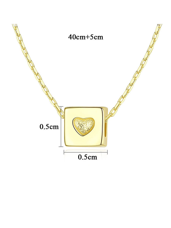 Colliers en argent sterling 925 avec coeur carré simpliste brillant