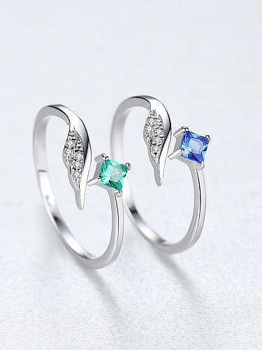 Sterling silver rings with colorful zircon free size rings
