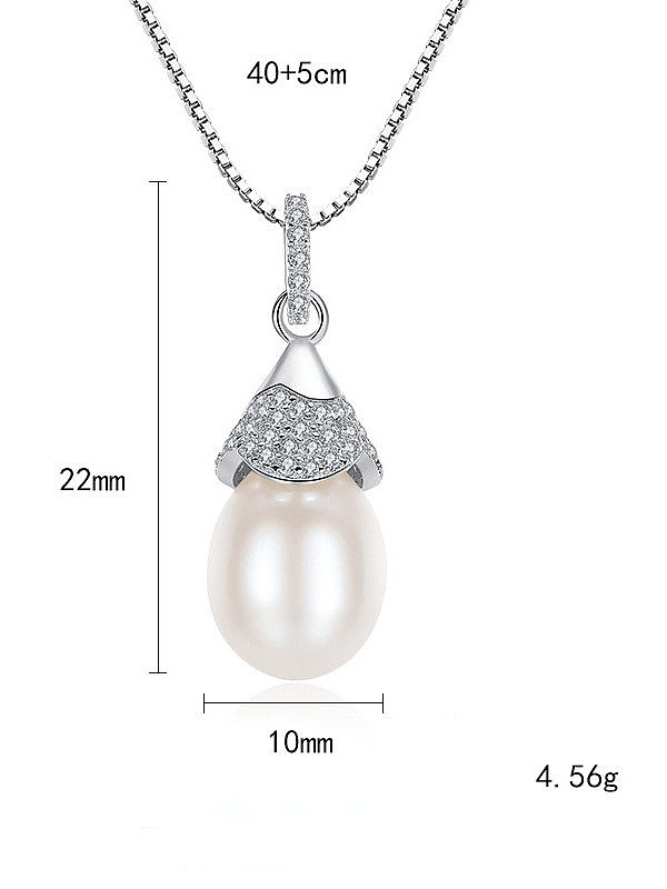 Collier pendentif perle d'eau douce en argent sterling 925