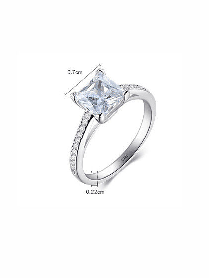 925 Sterling Silver Cubic Zirconia Square Classic Band Ring
