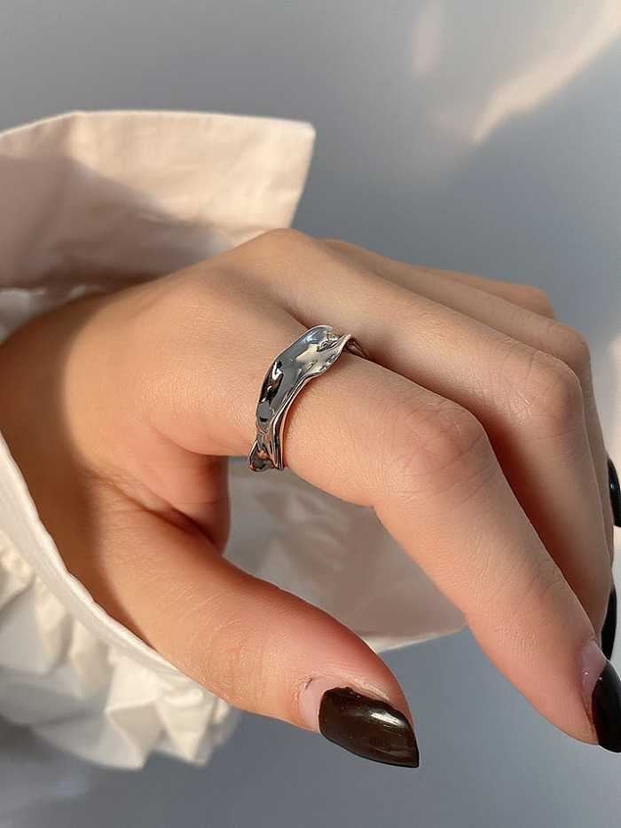 925 Sterling Silver Smooth Irregular Vintage Band Ring