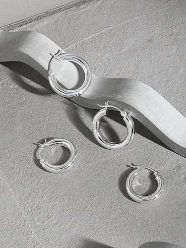925 Sterling Silver Geometric Vintage Huggie Earring