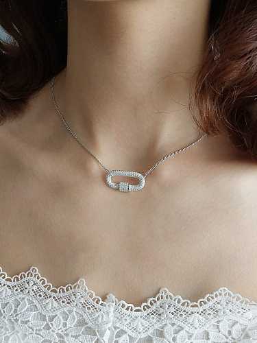 925 Sterling Silber Zirkonia Medaillon Trend Choker Halskette