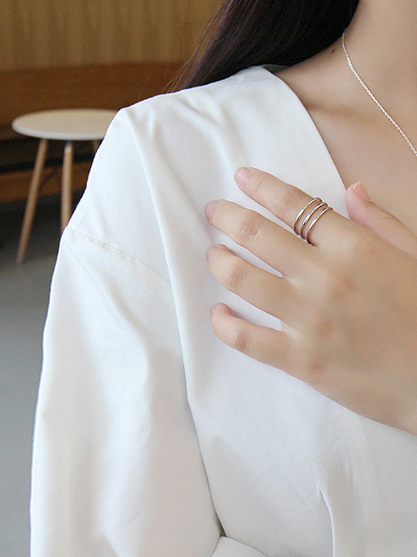 925 Sterling Silver With Platinum Plated Simplistic free size Rings