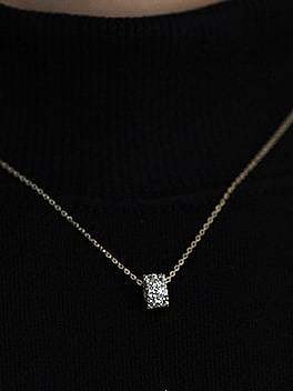 925 Sterling Silver Rhinestone Geometric Dainty Necklace