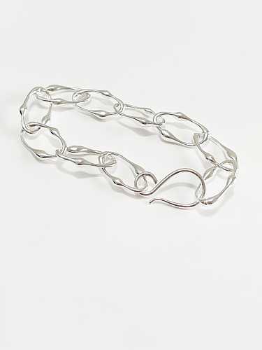 925 Sterling Silver Hollow Geometric Chain Vintage Link Bracelet