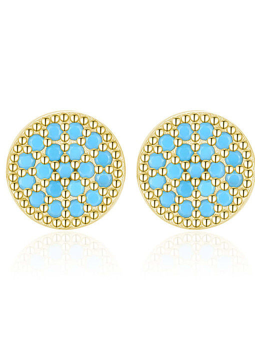 925 Sterling Silver Turquoise Round Classic Stud Earring
