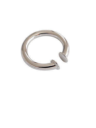 Prata esterlina 925 com clipe redondo simplista banhado a platina em brincos ou anéis