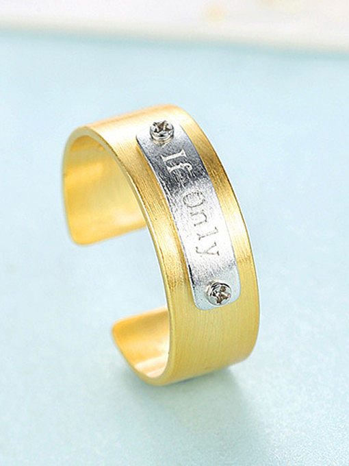 925 Sterling Silver With Two-tone Simplistic Monogrammed Free Size Rings