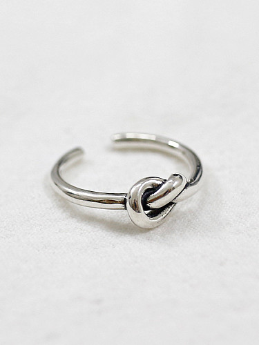 Anéis de prata esterlina 925 com nó vintage folheado a prata antigo tamanho livre