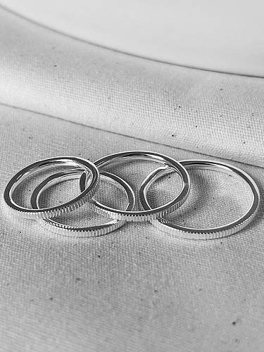 Anel de banda geométrica minimalista linha de prata esterlina 925