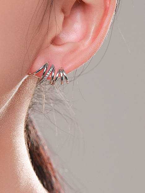 Boucles d'oreilles géométriques Dainty en argent sterling 925 avec oxyde de zirconium