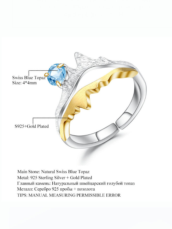 925 Sterling Silber Swiss Blue Topas Unregelmäßiger Artisan Band Ring