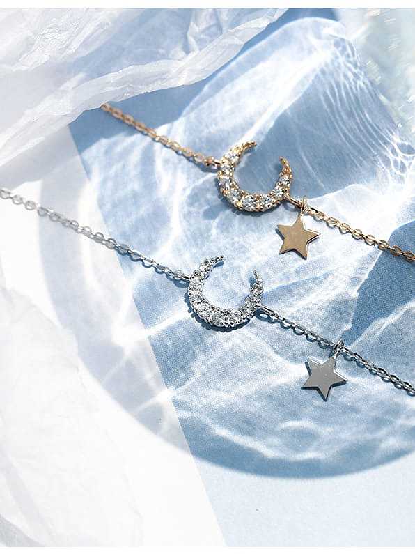 925 Sterling Silver Cubic Zirconia Star Dainty Adjustable Bracelet