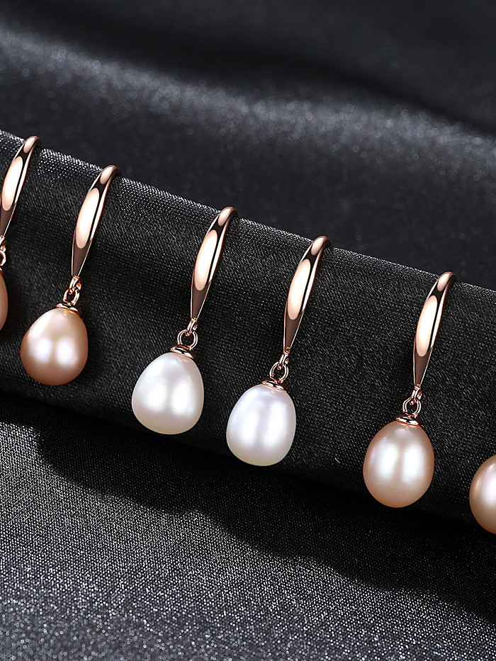 Sterling Silver classic natural freshwater pearl earrings