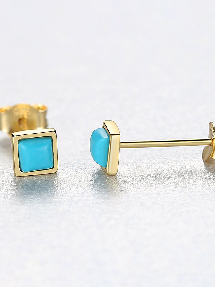 925 Sterling Silver With Simplistic Square Stud Earrings