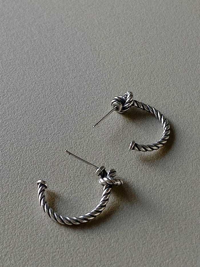 925 Sterling Silver Twist knot Vintage Stud Earring