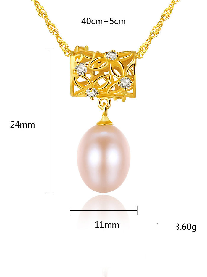 925 Sterling Silver Freshwater Pearl Fashion irregular pendant Necklace