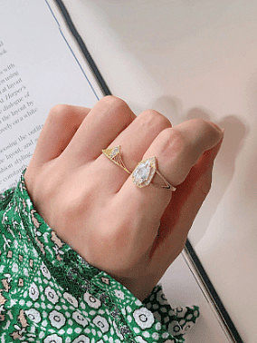 Plata de ley 925 con anillos de tamaño libre irregulares con personalidad chapada en oro