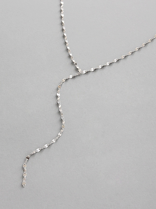 Plata de ley 925 con collares de cadena de azulejos simplistas chapados en platino