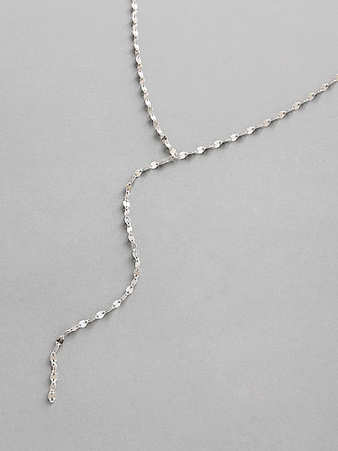 925 Sterling Silver With Platinum Plated Simplistic Tile Chain Necklaces
