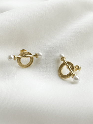 New pure silver synthetic pearl design ear studs