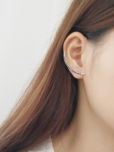 Boucles d'oreilles en argent sterling 925 avec asymétrie de lune étoile de mode plaquée platine
