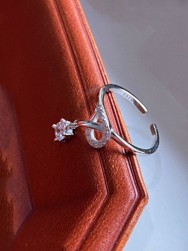 Anel de diamante de zircônio simples coroa de prata esterlina 925