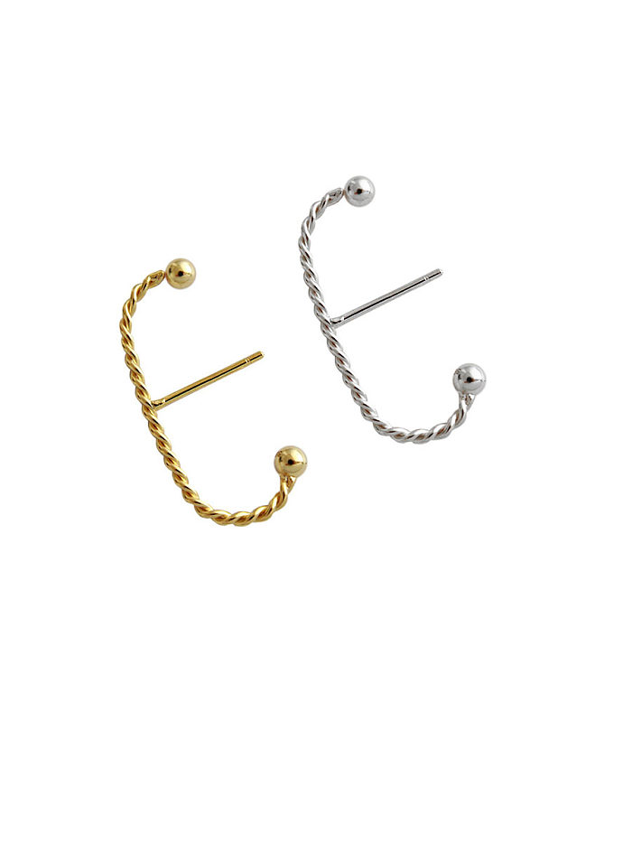 925 Sterling Silver With Hemp Flowers Personality Irregular Stud Earrings