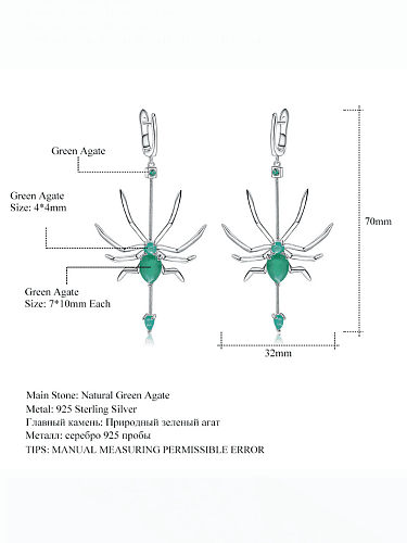 925 Sterling Silber natürliche Farbe Schatztopas Käfer Handwerker Insektenhaken Ohrring