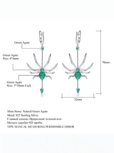 Pendiente de gancho de insecto artesanal de plata de ley 925 color natural Treasure Topaz Bug