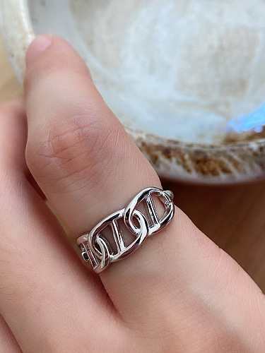 925 Sterling Silver Hollow Geometric Vintage Ring