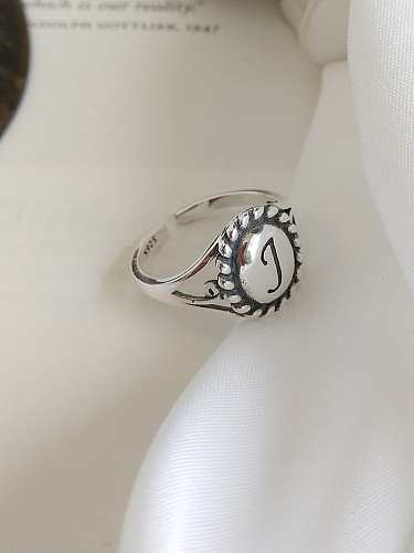 925 Sterling Silver English Letterr Vintage Free Size Band Ring