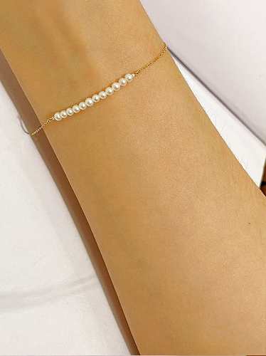 925 Sterling Silver Imitation Pearl Dainty Adjustable Bracelet