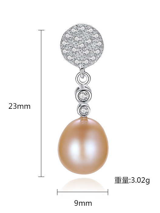 Pendientes de perlas naturales de 3-8 mm con microengaste de circonita 9A de plata de primera ley