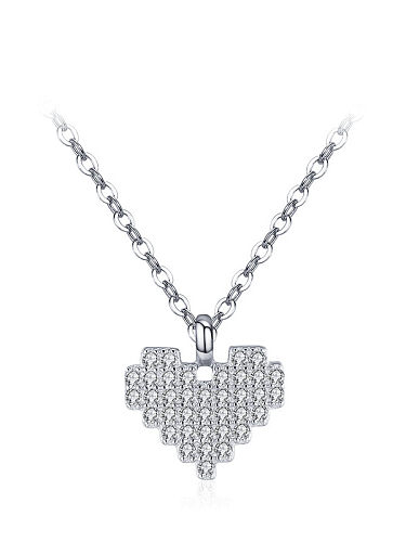 925 Sterling Silver Cubic Zirconia Heart Minimalist Necklace