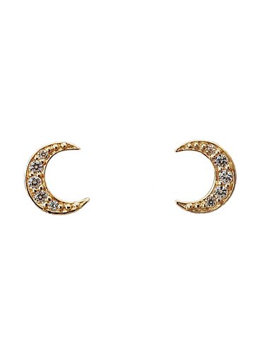 Boucles d'oreilles en forme de lune avec oxyde de zirconium en argent sterling 925