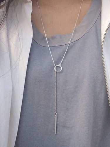 925 Sterling Silver Tassel Minimalist Lariat Sweater Necklace