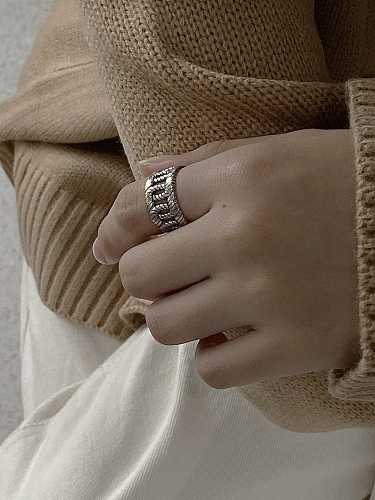 925 Sterling Silver Irregular Vintage Chain Free Size Midi Ring